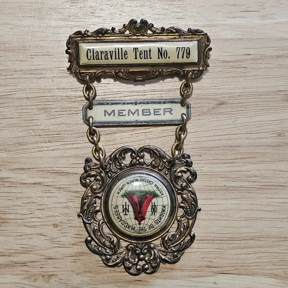 Vintage Fraternal Pin Badge Knights of the Maccabee Claraville Tent 779